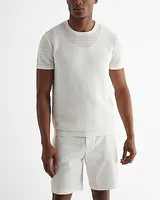 Pointelle Cotton-Blend Short Sleeve Sweater Men