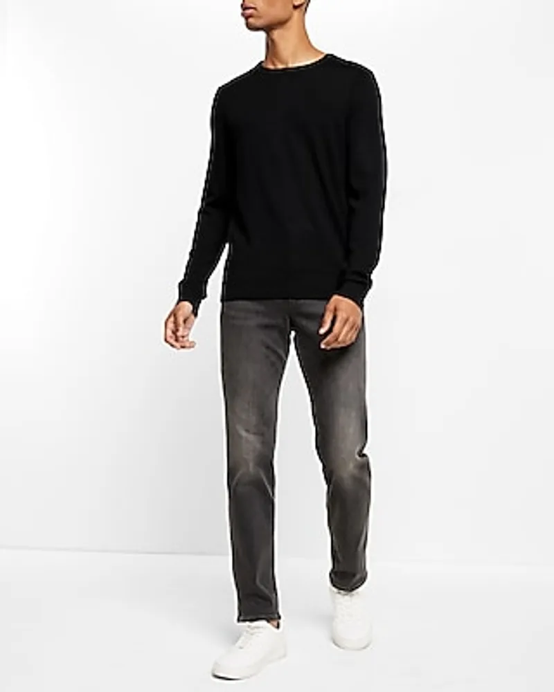 Merino Wool Crew Neck Sweater Gray Men's XXL Tall