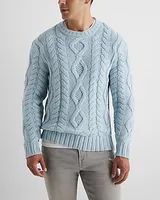 Cotton-Blend Cable Knit Sweater Brown Men's M
