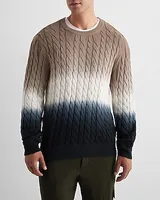 Dip Dyed Cotton Cable Knit Sweater Blue Men's L Tall