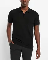 Merino Wool Short Sleeve Zip Polo Sweater