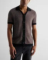 Geo Print Short Sleeve Sweater Polo Neutral Men's S