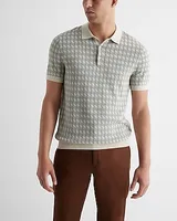 Grid Geo Cotton Short Sleeve Sweater Polo