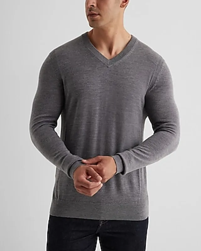 APT.9 Mens Gray Soft Merino Long Sleeve V-Neck Sweater XX-Large at   Men's Clothing store