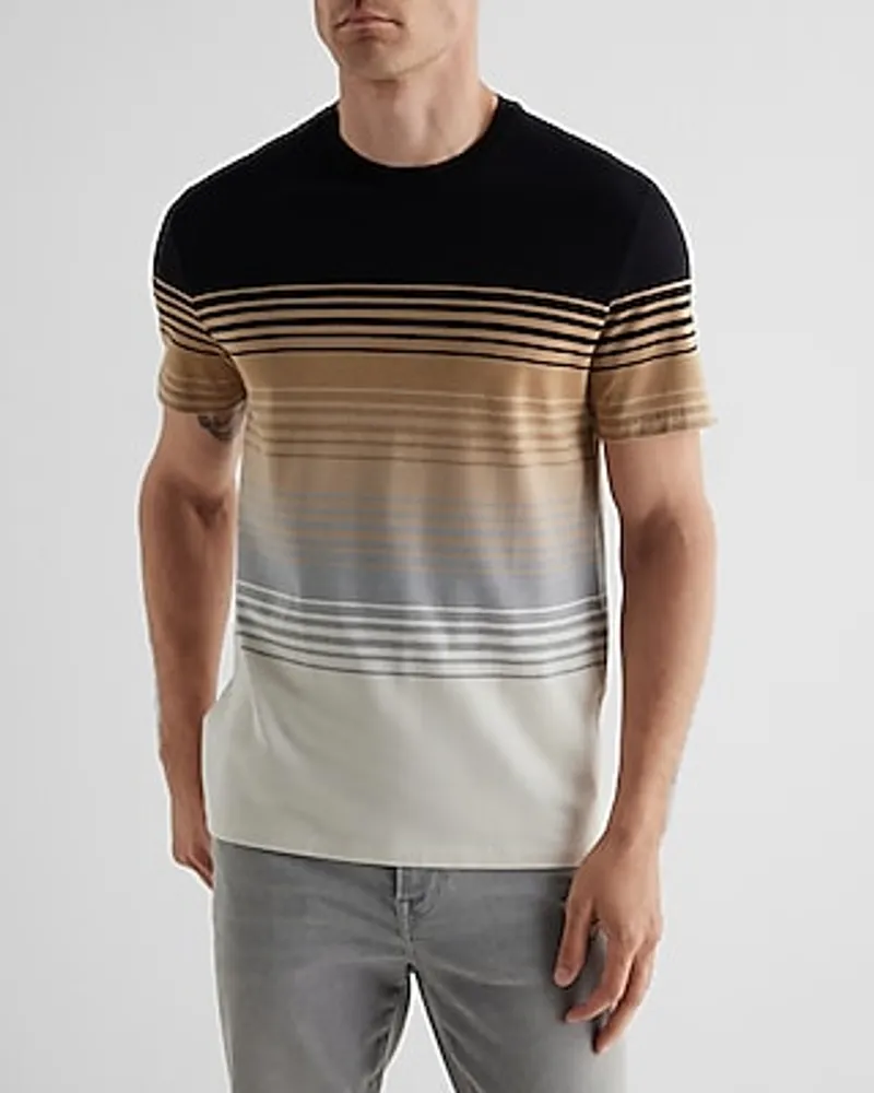 Striped Luxe Pique Crew Neck T-Shirt
