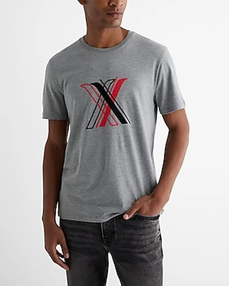 Layered Printed X Logo Graphic Perfect Pima Cotton T-Shirt Men's