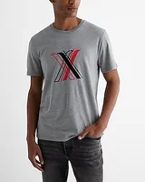 Layered Printed X Logo Graphic Perfect Pima Cotton T-Shirt Blue Men's L