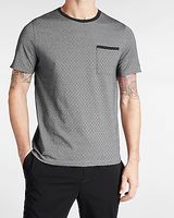 Dressy Jacquard Print Pocket Crew Neck T-Shirt