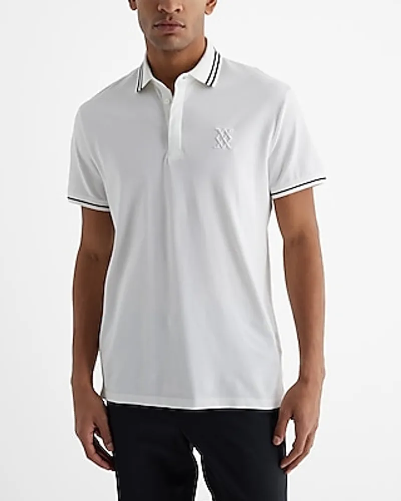 Embroidered X-Logo Perfect Pima Cotton Polo Black Men's