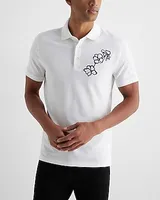 Embroidered Floral Luxe Pique Polo