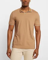 Solid Tipped Collar Jacquard Polo Pink Men's XS