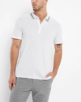 Ombre Collar Flat Knit Polo Neutral Men's L