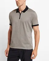 Tipped Jacquard Zip Polo Blue Men's S