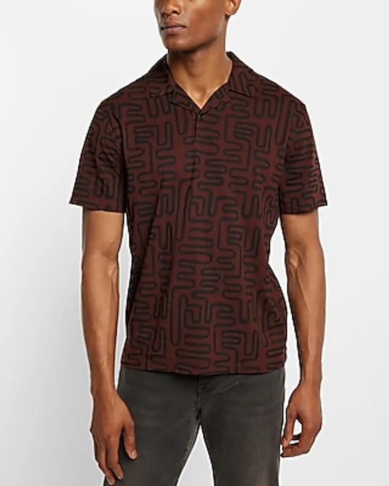 Relaxed Geo Print Jersey Polo Neutral Men's L