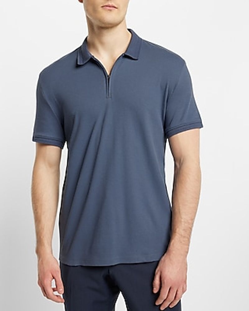 Solid Jersey Zip Polo