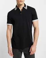 Stripe Tipped Collar Stretch Polo Men's