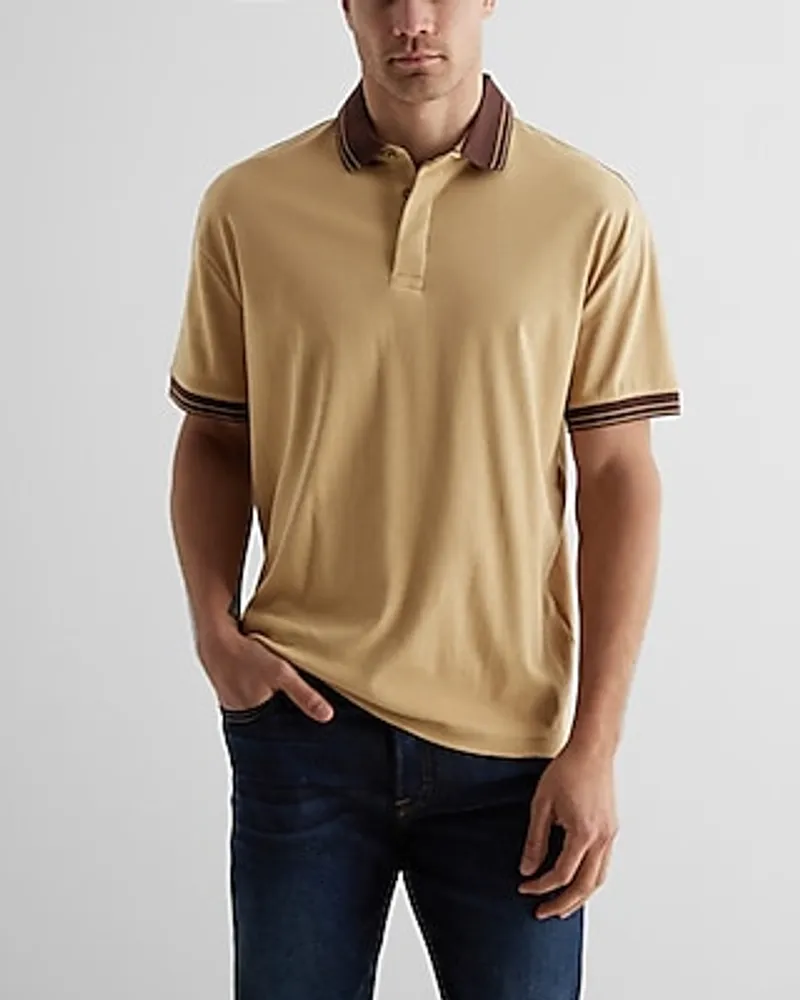 Relaxed Solid Tipped Collar Polo Men's M Tall