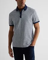 Big & Tall Geo Print Cotton Jacquard Polo Black Men's XXL