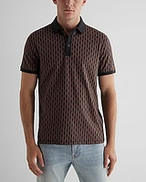 Geo Print Cotton-Blend Polo Gray Men's S