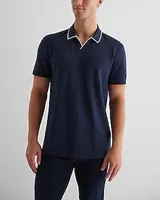 Tipped Johnny Collar Luxe Pique Polo