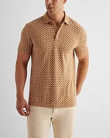 Multi Shape Geo Print Luxe Pique Polo Green Men's L Tall