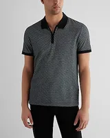 Geo Jacquard Zip Polo Brown Men's S