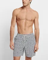 Printed 6" Elastic Waist Swim Shorts Men's