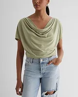 Draped Cowl Neck Short Sleeve Tee