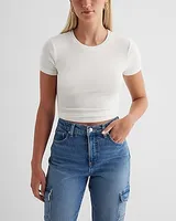 Supersoft Fitted Ribbed Crew Neck Crop Top Women's