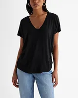 Casual Relaxed V-Neck Short Sleeve London Tee Women