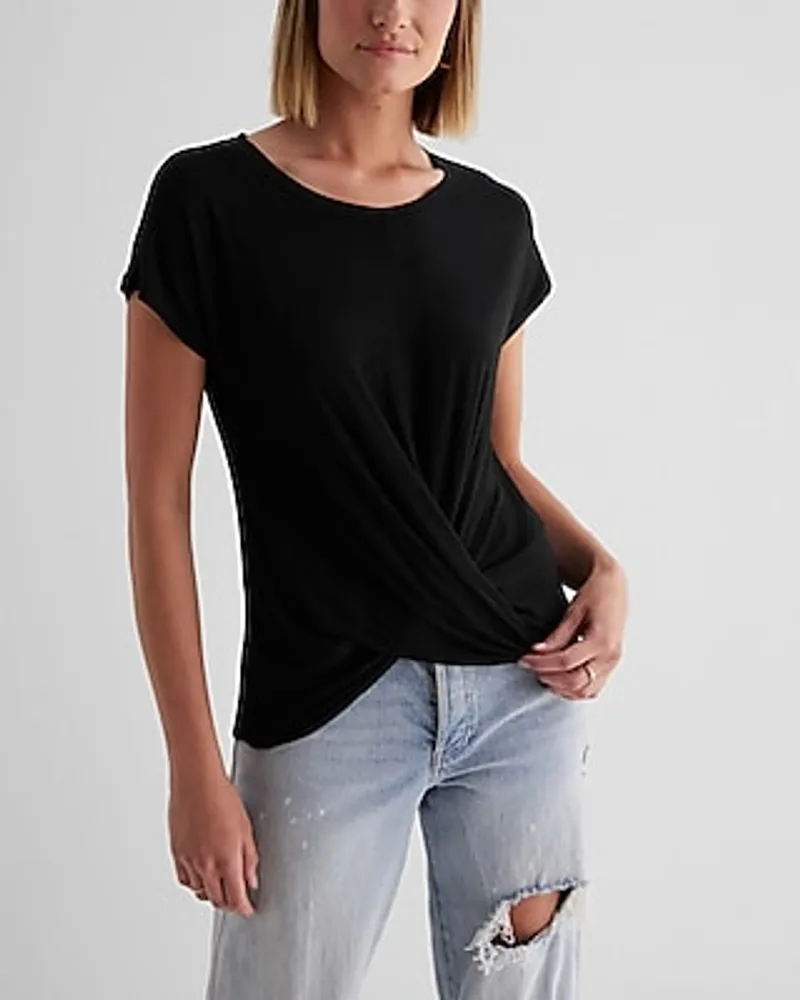 Supersoft Relaxed Crew Neck Twist Front London Tee