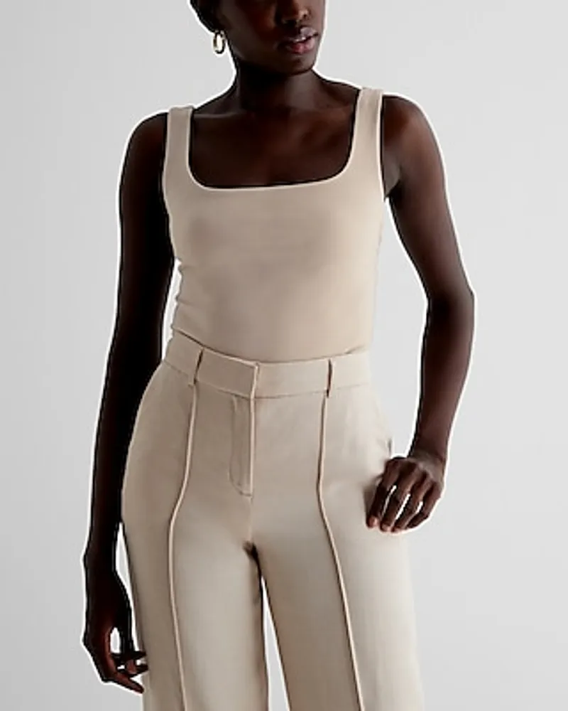 Body Contour Textured Square Neck Bodysuit White Women's XL