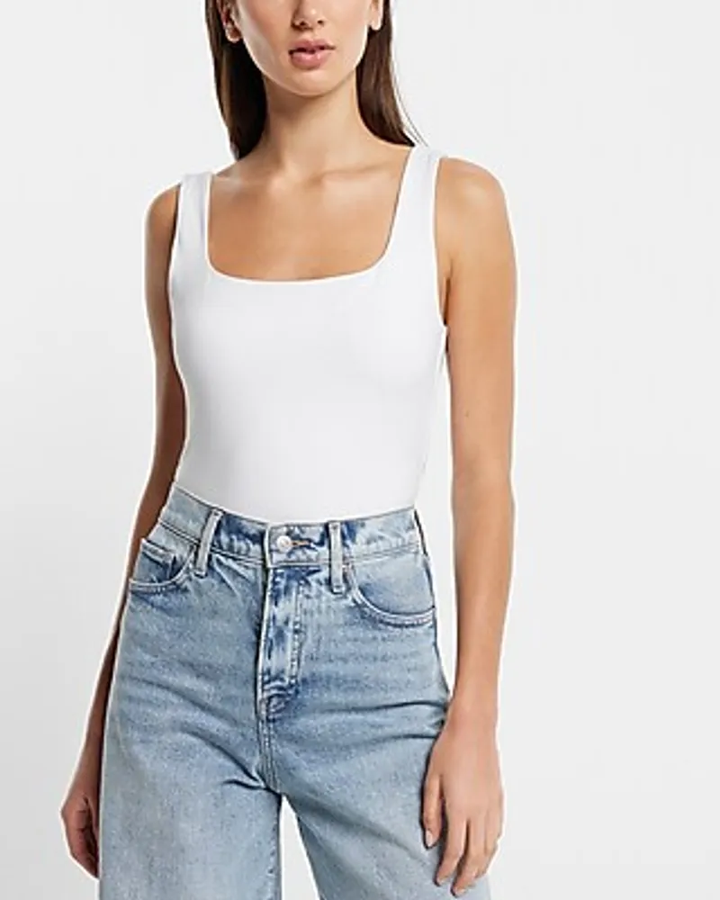 Express Women's Ribbed Square Neck Crop Top