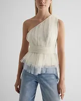 Tulle One Shoulder Peplum Top Women's