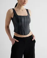 Body Contour Faux Leather Corset Crop Top Neutral Women's M