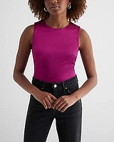 Body Contour Satin Crew Neck Bodysuit Black Women's XS