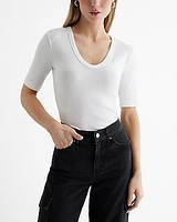 Fitted Scoop Neck Elbow Sleeve Tee Women's