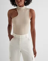 Fitted Ribbed Mock Neck Cutout Crop Top