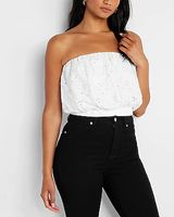 Eyelet Bubble Tube Top Black Women's XL