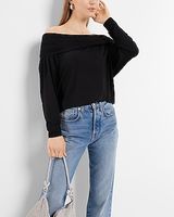 Off The Shoulder Dolman Sleeve Ruched Overlay Top Women's