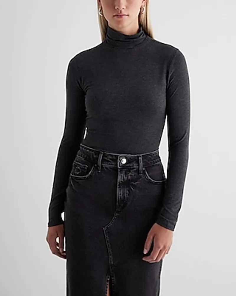 Supersoft Fitted Turtleneck Long Sleeve Bodysuit Black Women's