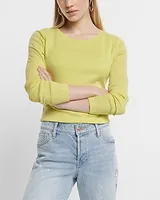 Fitted Crew Neck Long Sleeve Crop Top