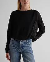 Skimming Long Sleeve Ruched Shoulder Bubble Tee