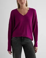 Waffle V-Neck Long Sleeve Tunic London Tee Purple Women's M