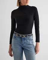 Fitted Mesh Sleeve Mock Neck Bodysuit