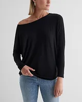 Casual Relaxed Off The Shoulder Long Sleeve London Tee Women's