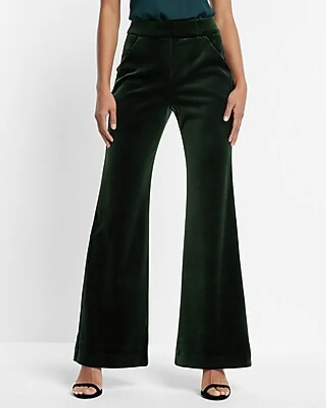 Express Editor Super High Waisted Velvet Flare Trouser Pant Purple