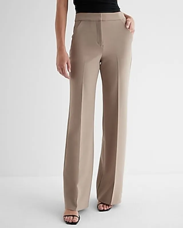 Express Super High Waisted Pintuck Flare Trouser Pant White