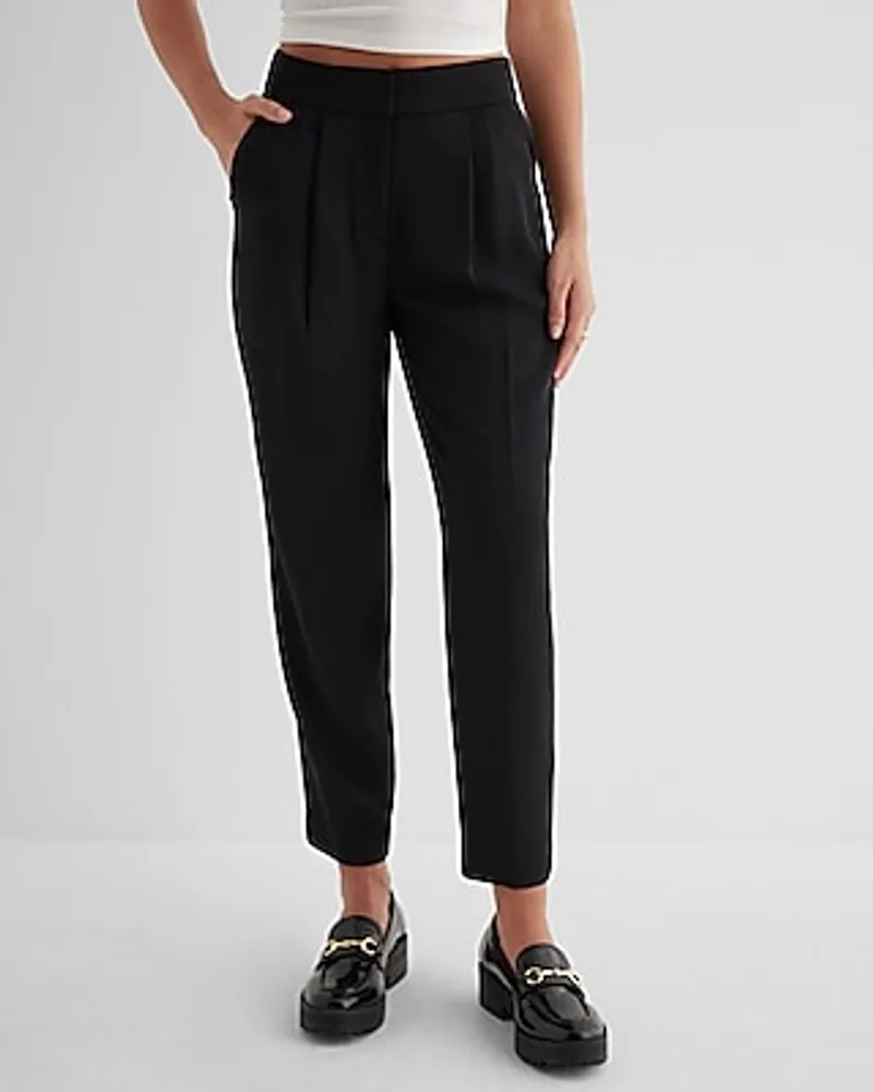 Stylist Super High Waisted Pleated Ankle Pant Black Women's Long