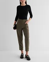 High Waisted Exposed Button Front Ankle Pant Women's Long